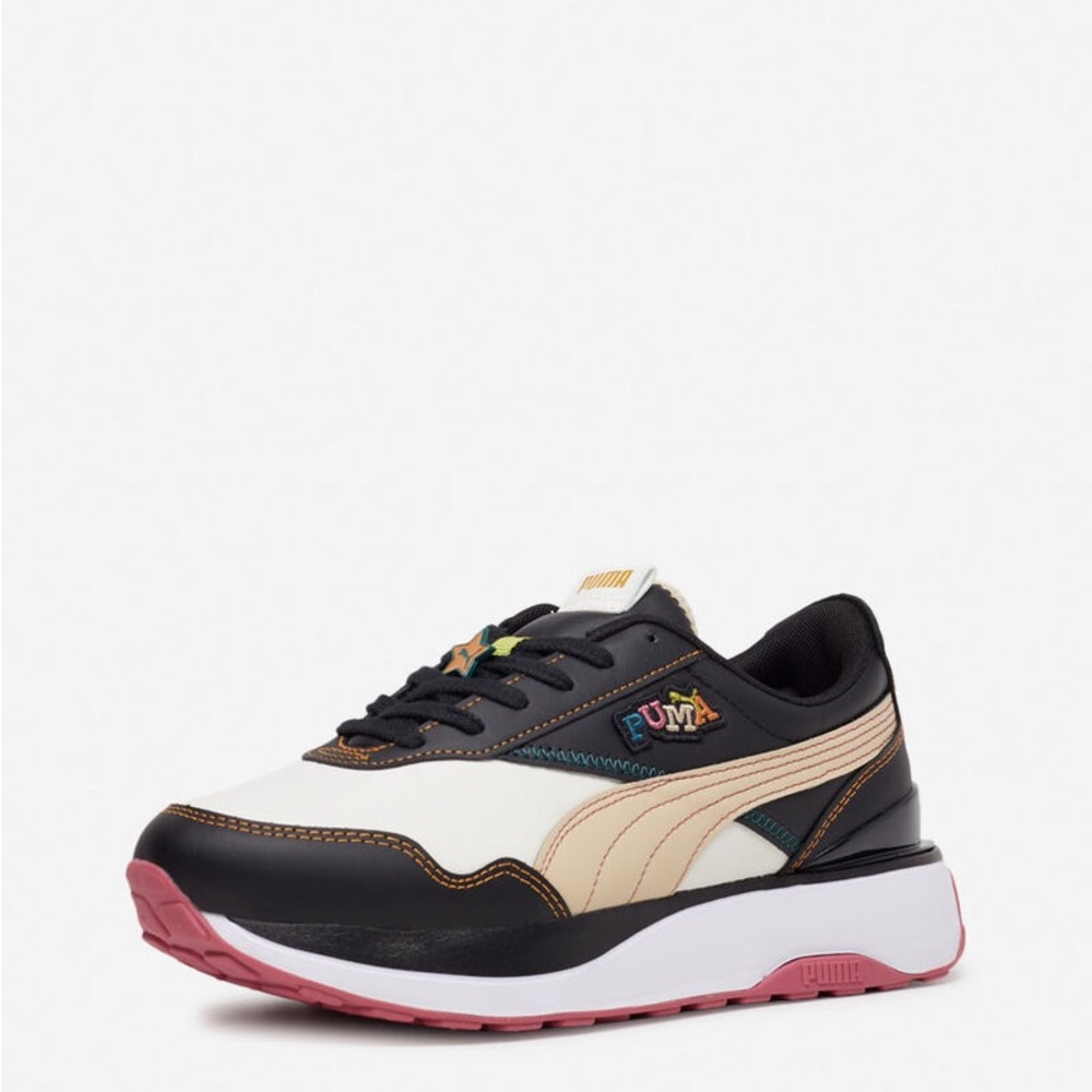 Puma Cream and Black Low-Top Sneaker